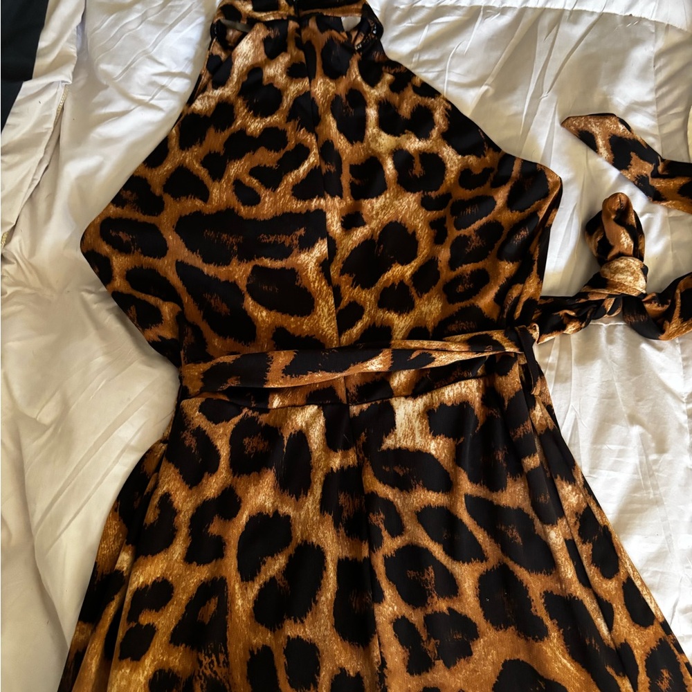 Leopard Print Halter Jumpsuit